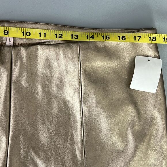 078 New BCBGeneration Straight Leg Metallic Gold Faux Leather Women's Pants - Picture 9 of 11